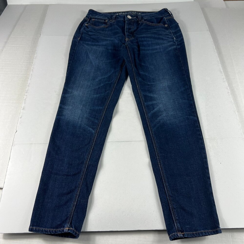 American Eagle Jeans Womens 29x27* Tomgirl Mid Rise Crop Blue Faded Denim Tag 2R